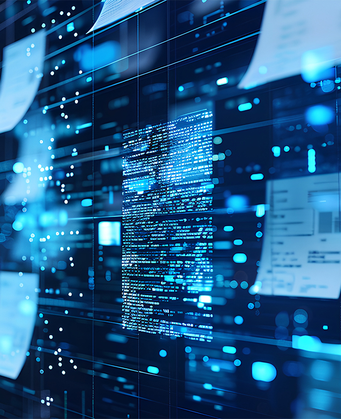 a digital screen showing text and data being processed by a document software