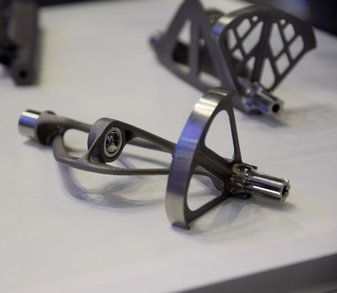 a swivelled metal part of machinery prototype